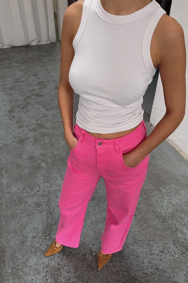 Never Fully Dressed Pink Denim Scallop Detail Jeans