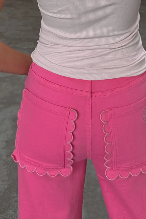 Never Fully Dressed Pink Denim Scallop Detail Jeans