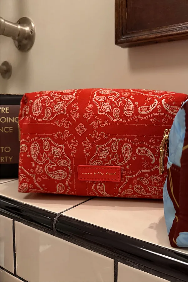 Never Fully Dressed Red Bandana Reversible Make Up Bag