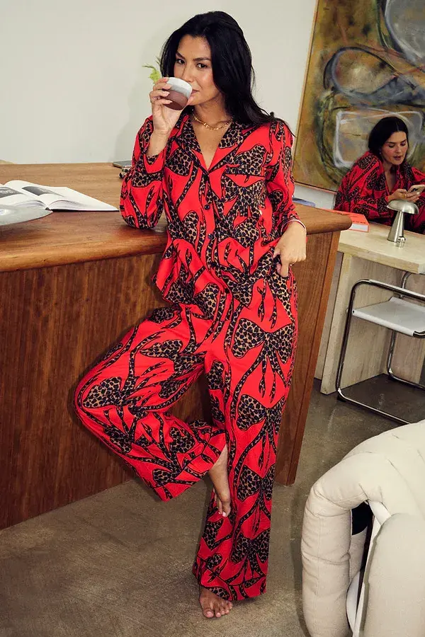 Never Fully Dressed Red Bow Cotton Button Through Pyjamas