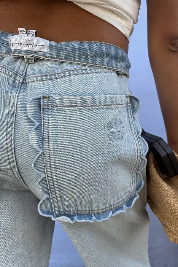 Never Fully Dressed Scallop Detail Straight Leg Jeans