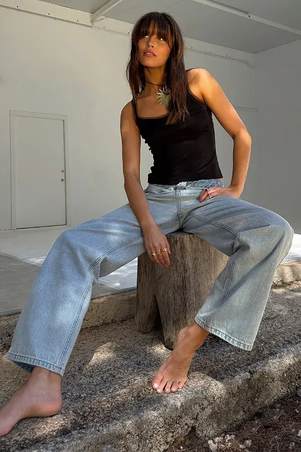 Never Fully Dressed Scallop Detail Straight Leg Jeans