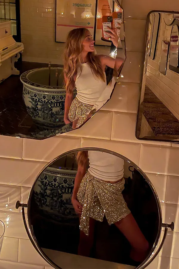 Never Fully Dressed Silver Sequin Mini Jaspre Skirt Petite