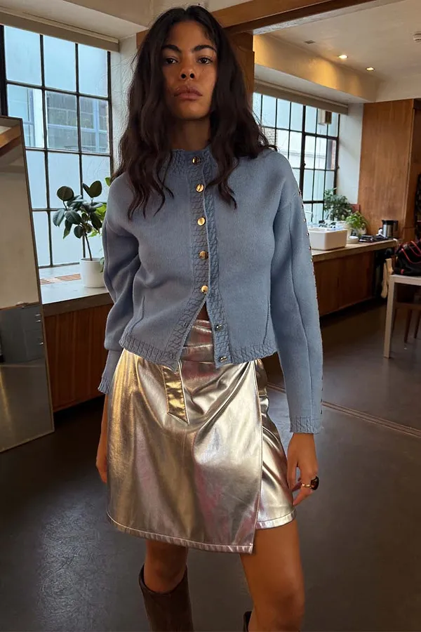 never fully dressed Silver Vegan Leather Mini Jaspre Skirt