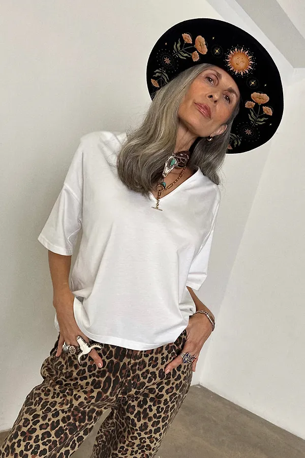 Never Fully Dressed White T Shirt With Shoulder Pads