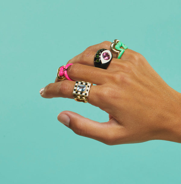 Nevernot Let’s Play Chess Ring With Blue Topaz