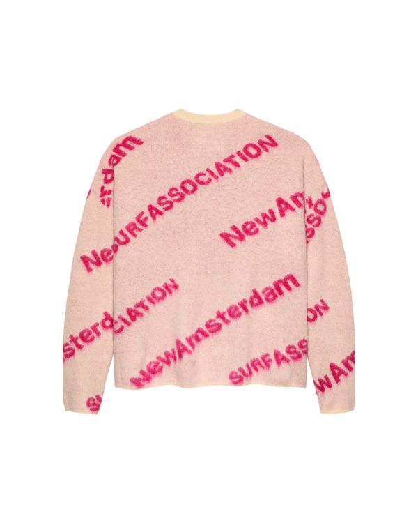 New Amsterdam Surf Association JACQUARD KNIT ECRU/MAGENTA ECRU/MAGENTA