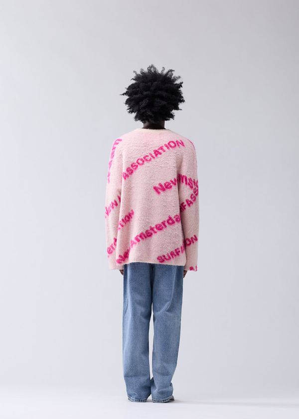 New Amsterdam Surf Association JACQUARD KNIT ECRU/MAGENTA ECRU/MAGENTA