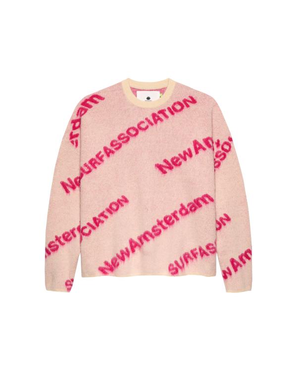new amsterdam surf association JACQUARD KNIT ECRU/MAGENTA ECRU/MAGENTA
