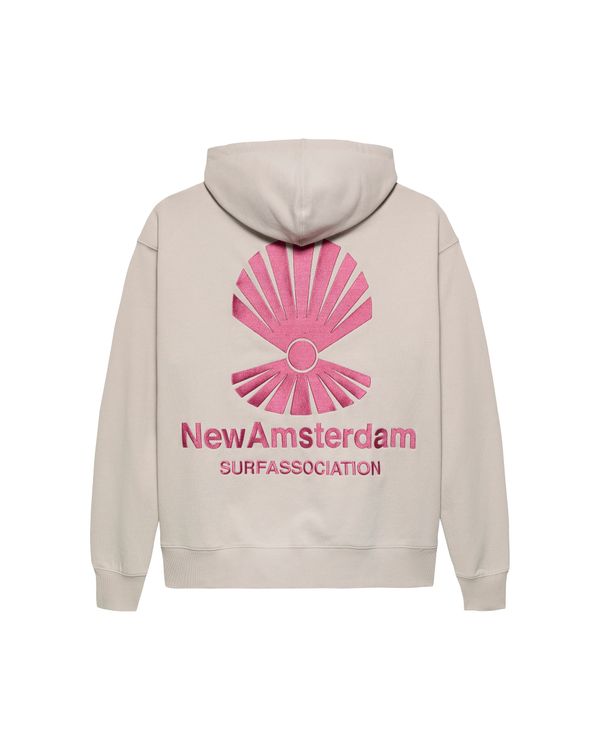 New Amsterdam Surf Association LOGO HOODIE ZIP-UP PEBBLE/MAGENTA PEBBLE/MAGENTA