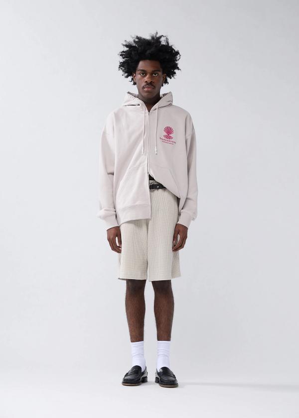 New Amsterdam Surf Association LOGO HOODIE ZIP-UP PEBBLE/MAGENTA PEBBLE/MAGENTA