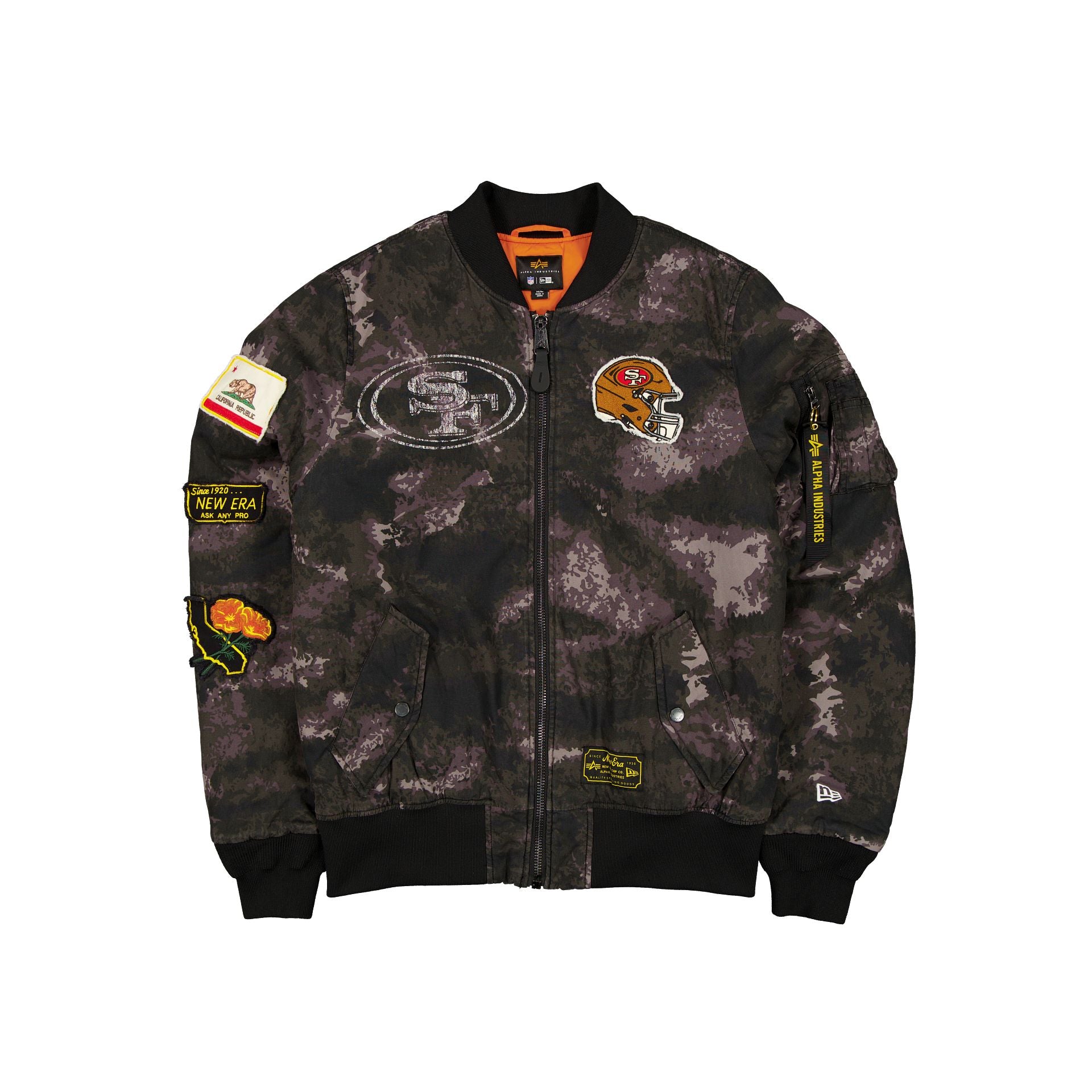 new era Alpha Industries Black Camo MA-1 Bomber Jacket