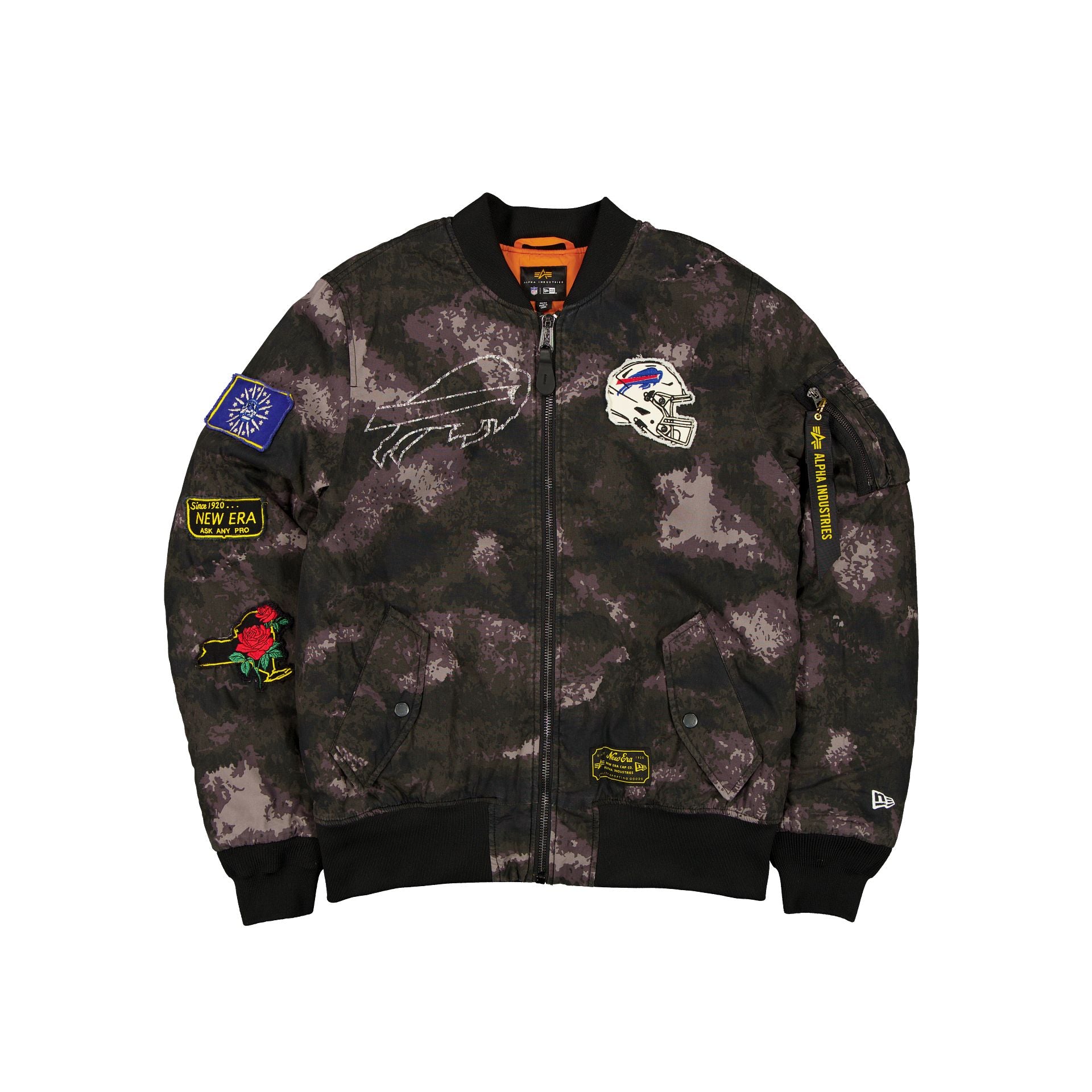 new era Alpha Industries Black Camo MA-1 Bomber Jacket