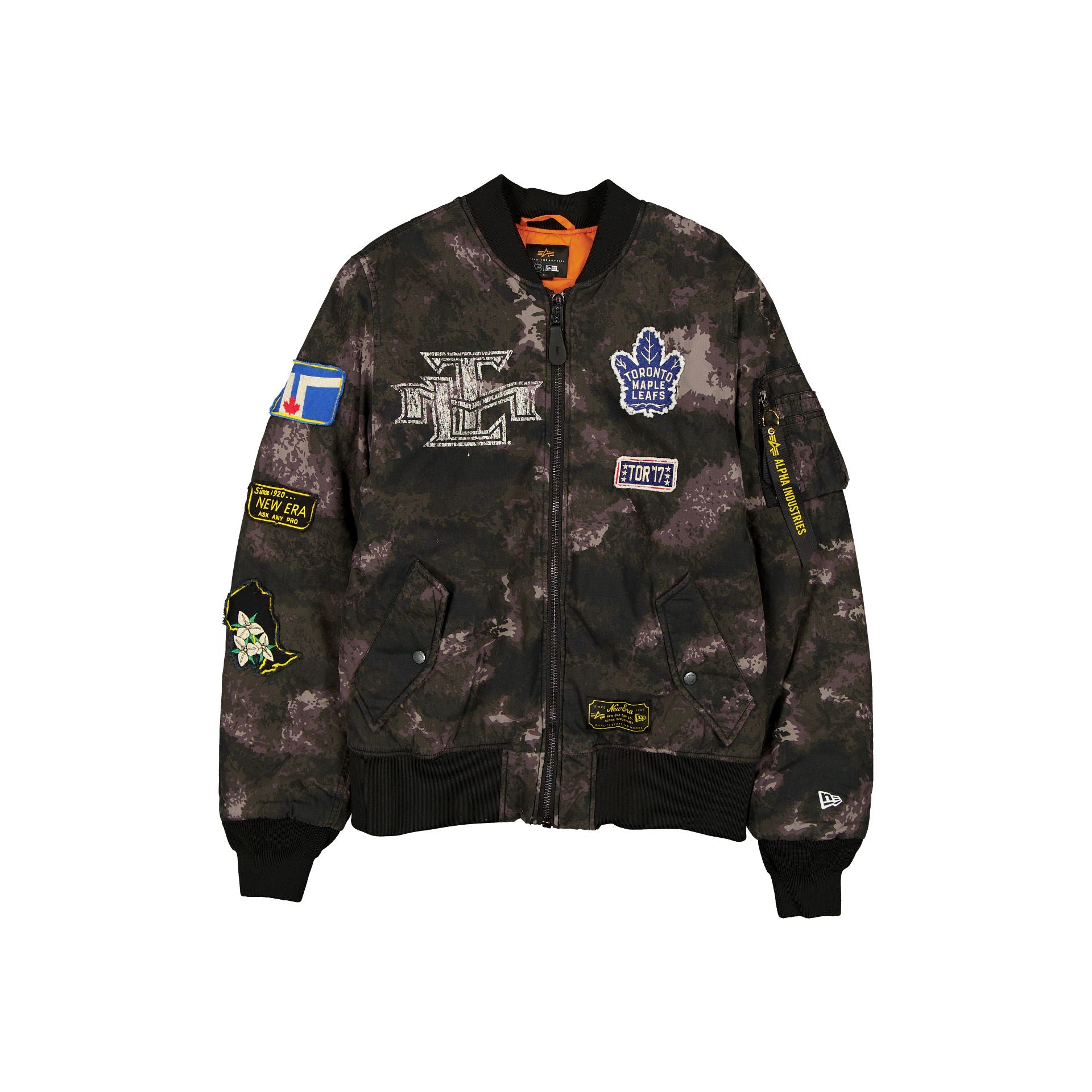 new era Alpha Industries Black Camo MA-1 Bomber Jacket