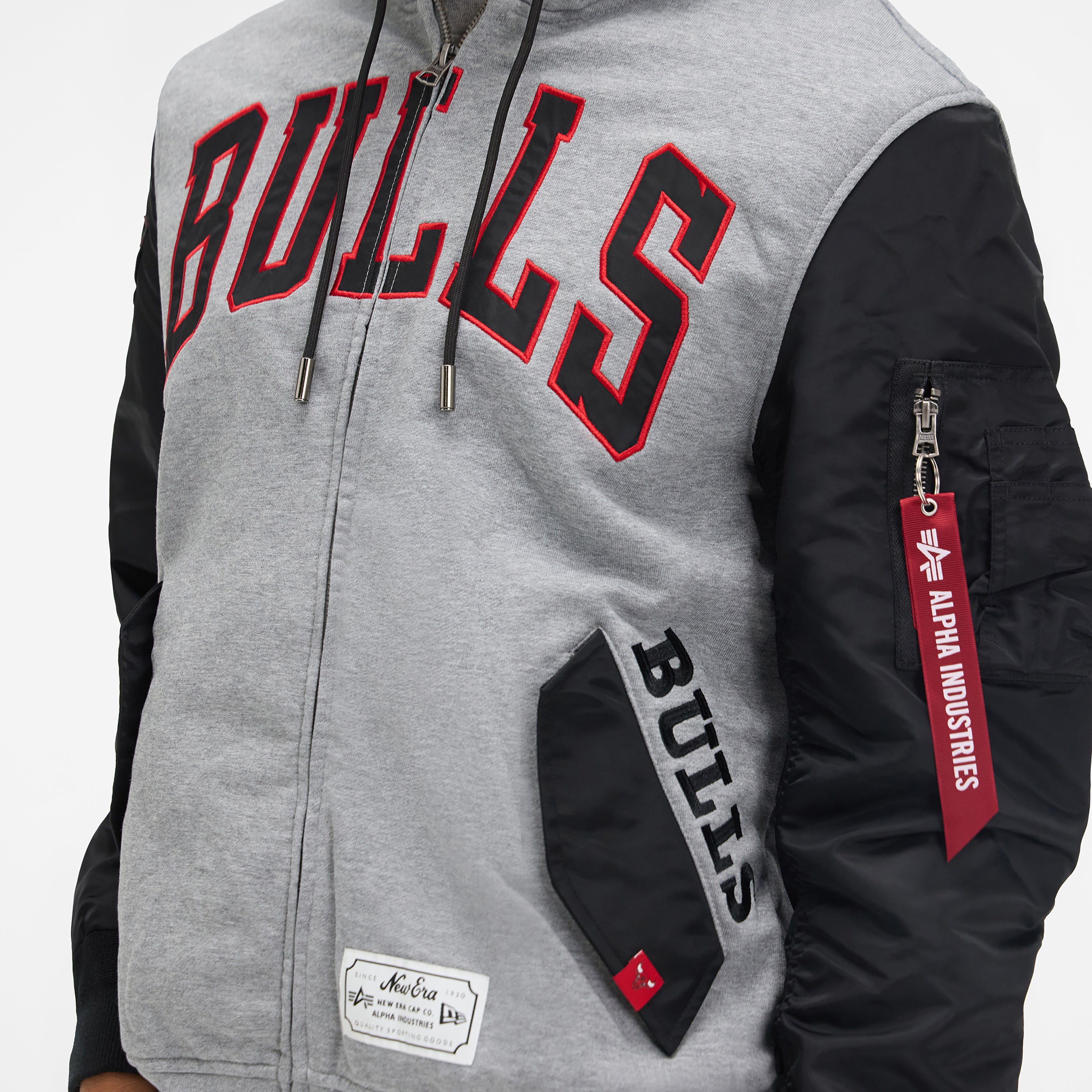 New Era Alpha Industries Gray MA-1 Full Zip Fleece Jacket