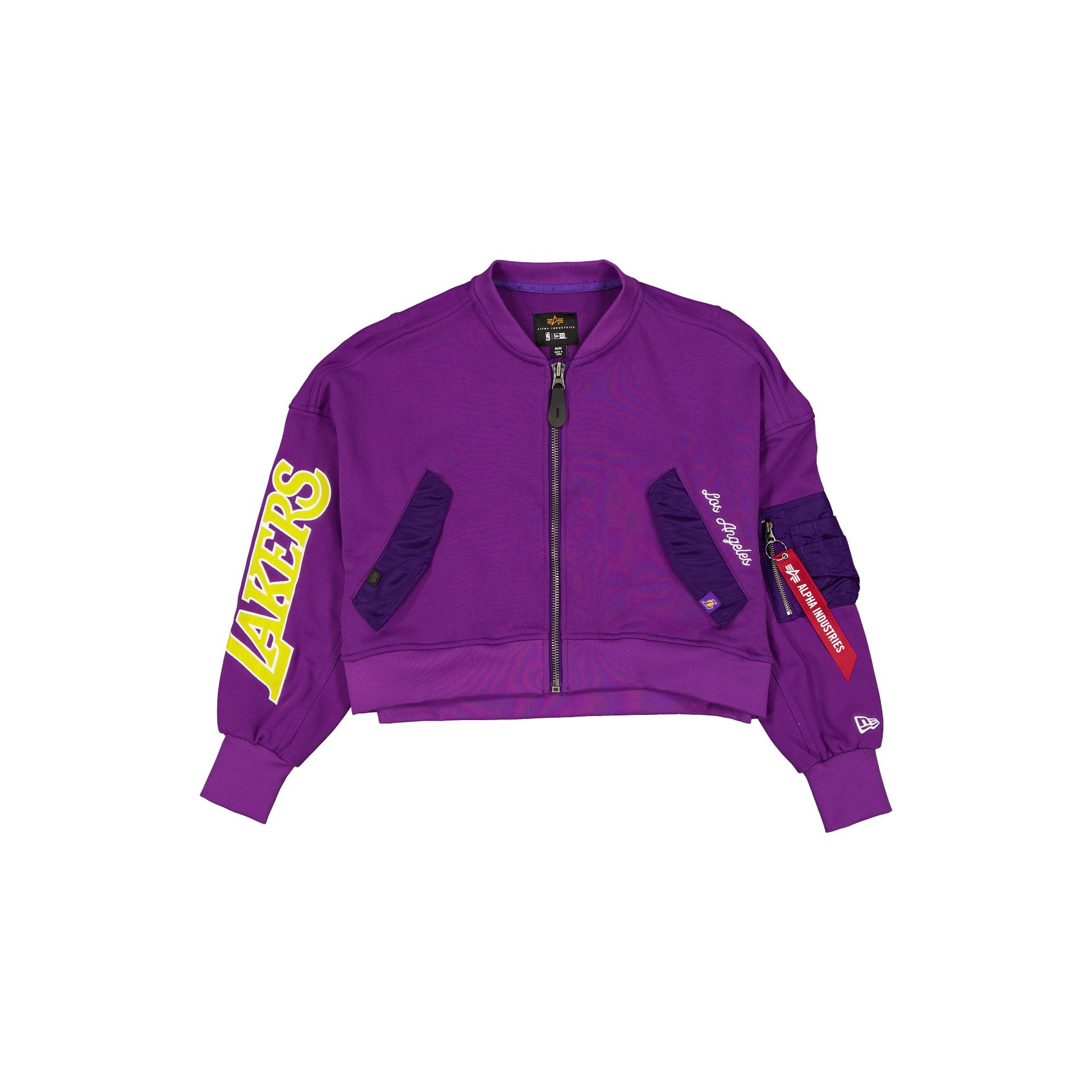 new era Alpha Industries Purple Women's Full Zip Cropped Fleece Jacket
