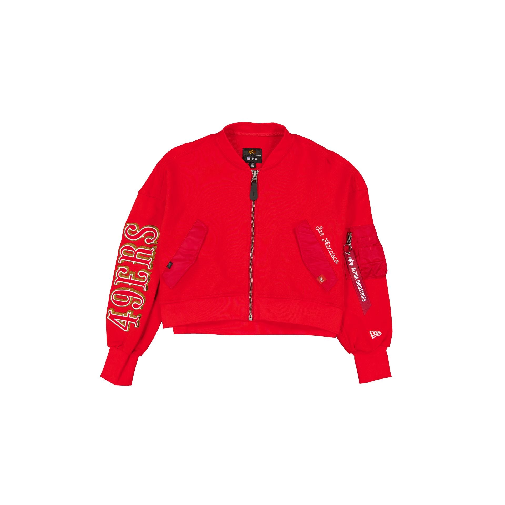 new era Alpha Industries Red Women's Full Zip Cropped Fleece Jacket