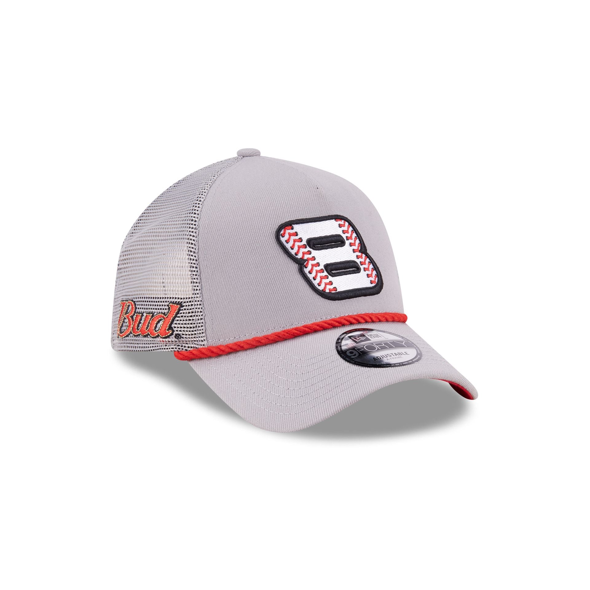 new era Dale Earnhardt Jr. x Budweiser Gray 9FORTY A-Frame Trucker