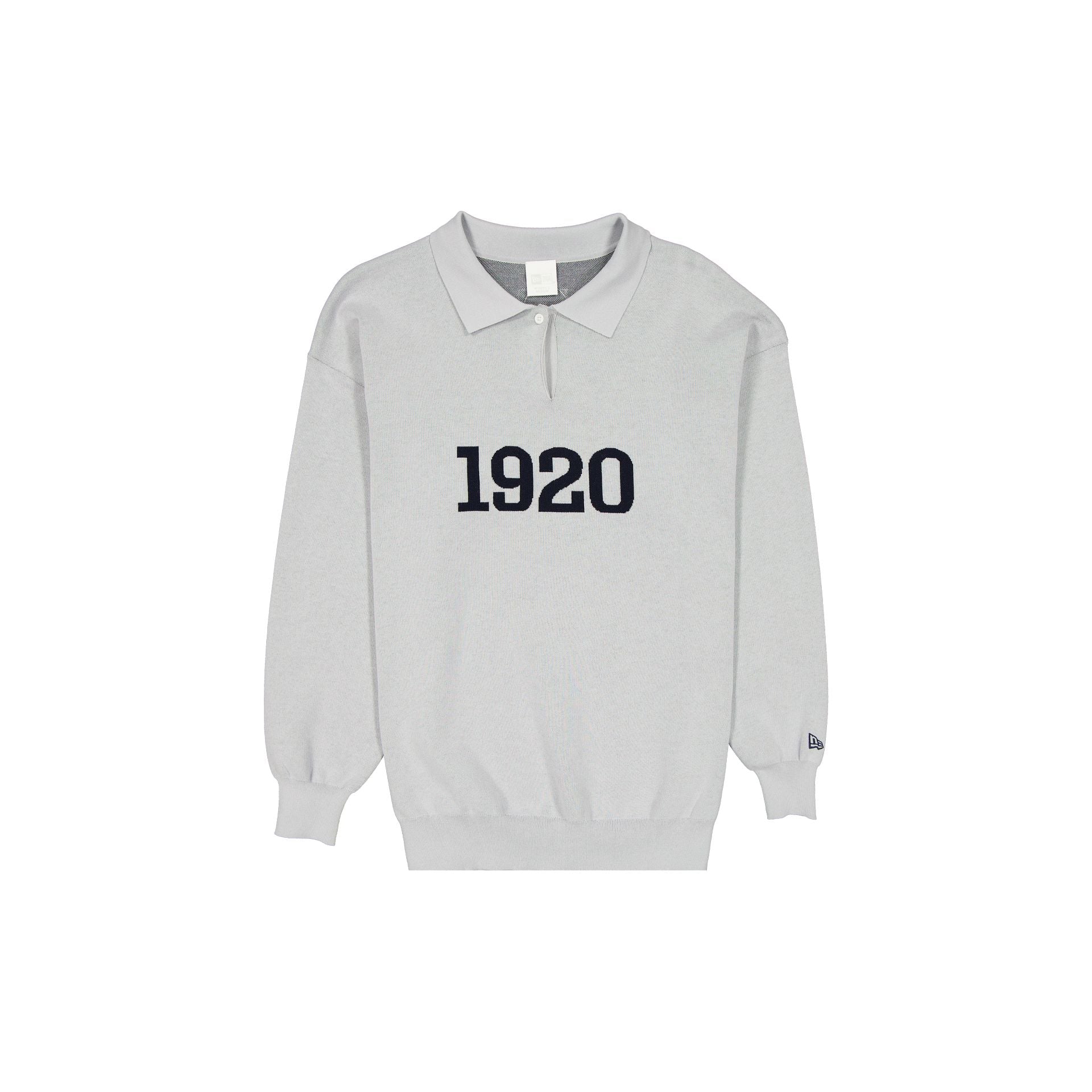 New Era Gray Knit Long-Sleeve Polo