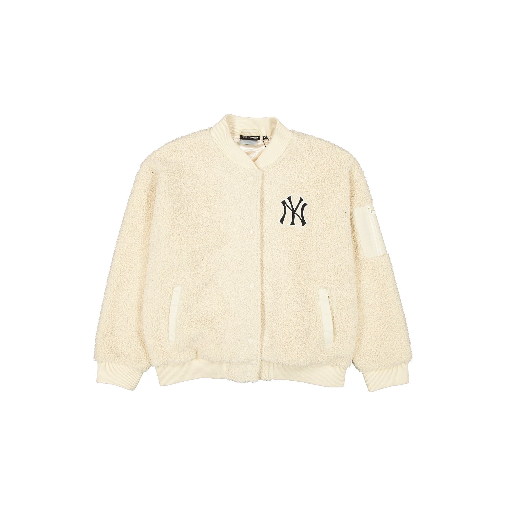 new era Sherpa Light Beige Women's Bomber Jacket