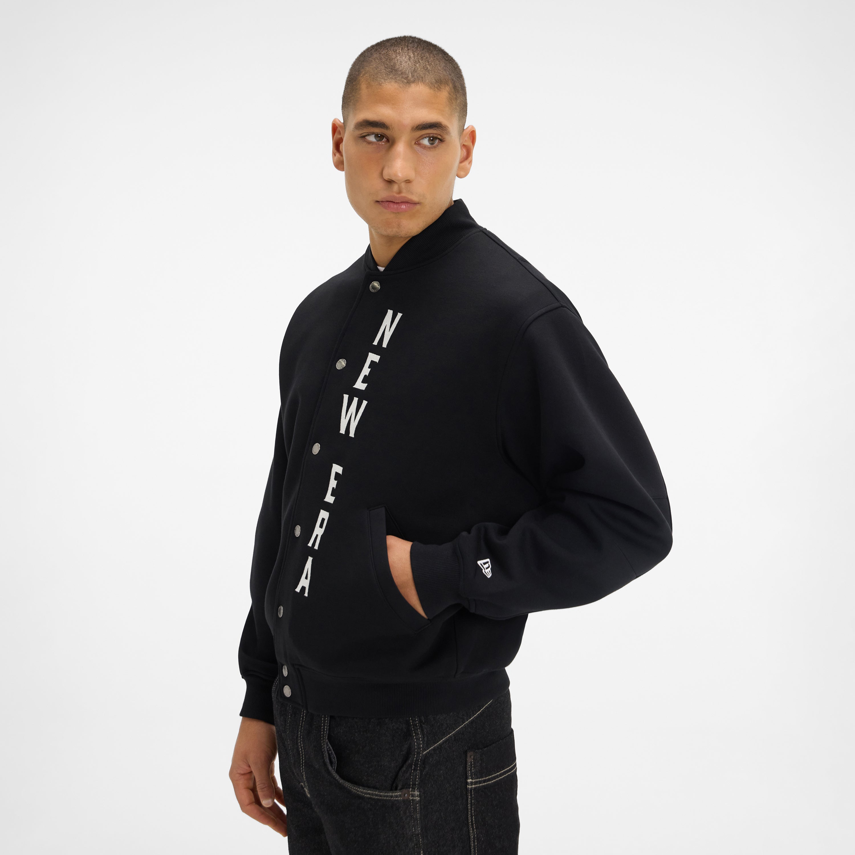 new era Tech Sweat Black Varsity Jacket