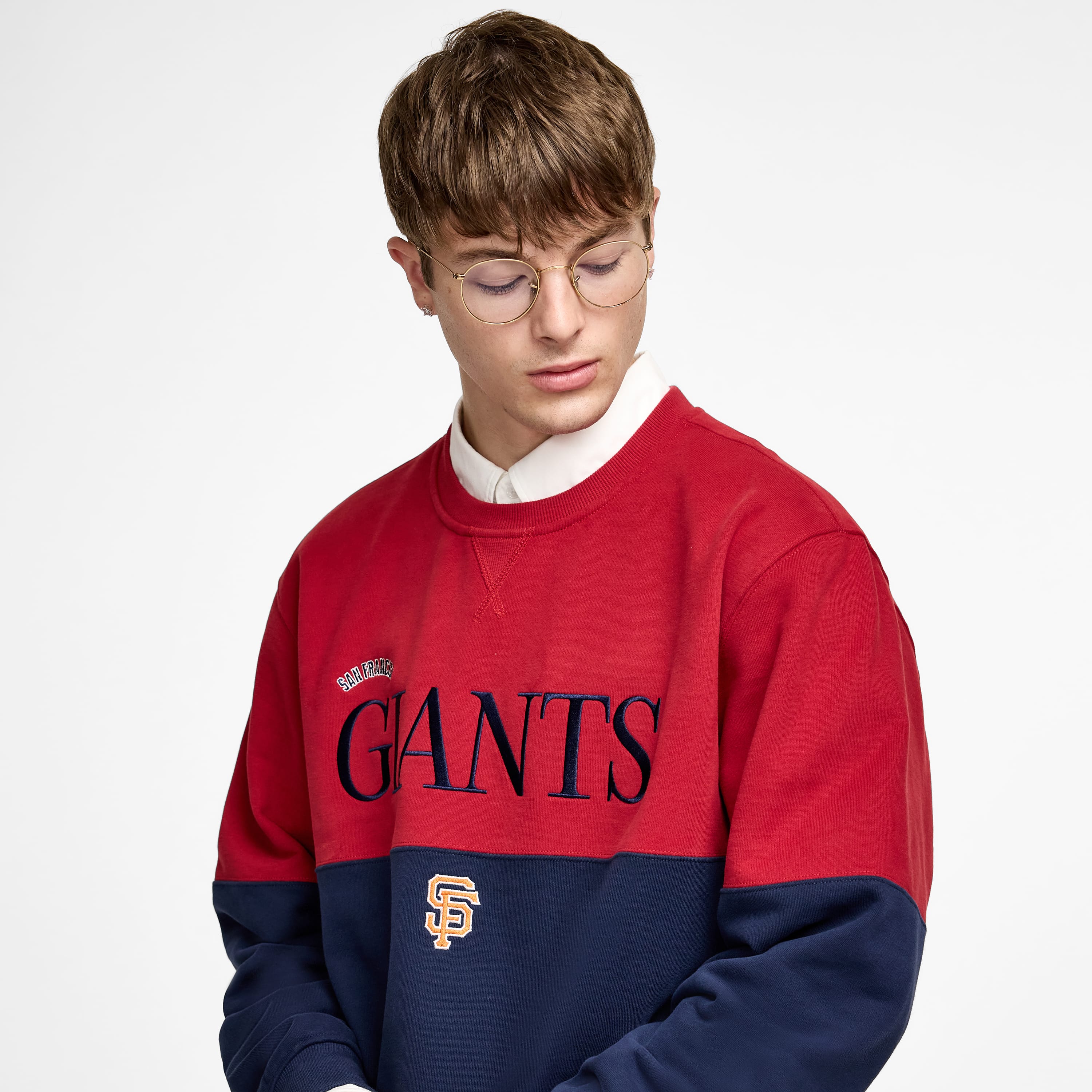 new era Two-Tone Rhythmic Red Crewneck