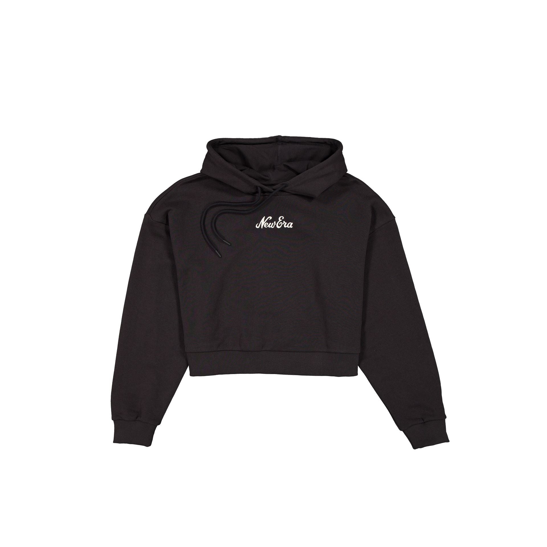 new era Women's Cropped Black Script Hoodie