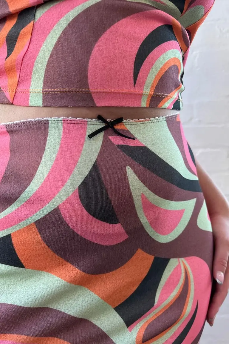 New Girl Order New Girl Order 70S MIDI SLIT SIDE SKIRT WITH BOW NEW IN