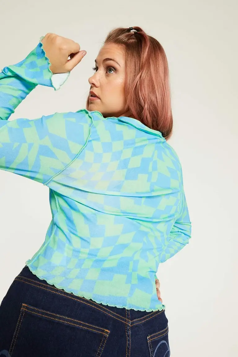 New Girl Order New Girl Order ABSTRACT BLUE CHECK SHIRT CURVE