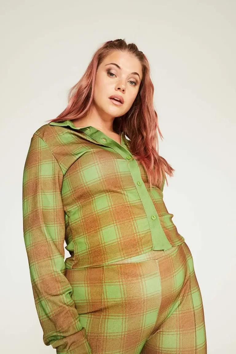 New Girl Order New Girl Order ALL OVER PRINT CHECK SHIRT CURVE