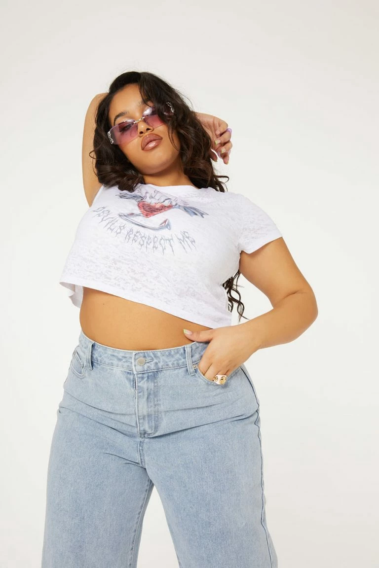 New Girl Order New Girl Order ANGEL DEVIL BURNOUT TOP CURVE Tops