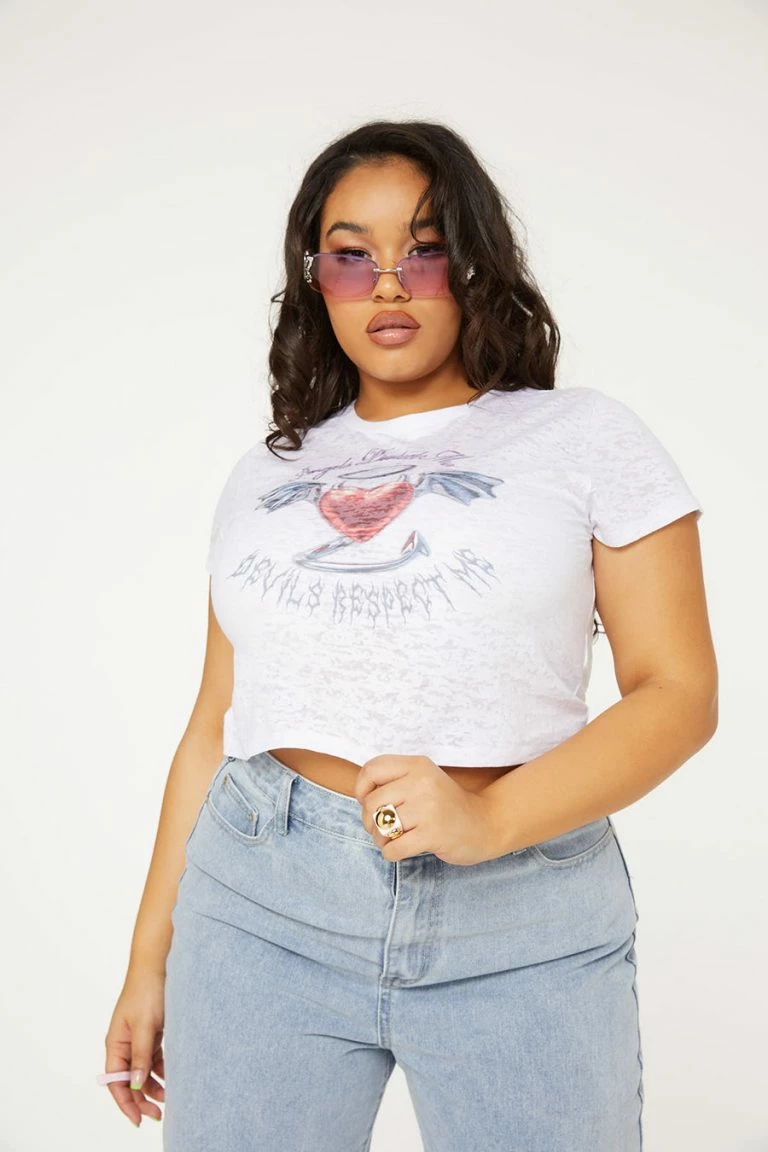 new girl order New Girl Order ANGEL DEVIL BURNOUT TOP CURVE Tops