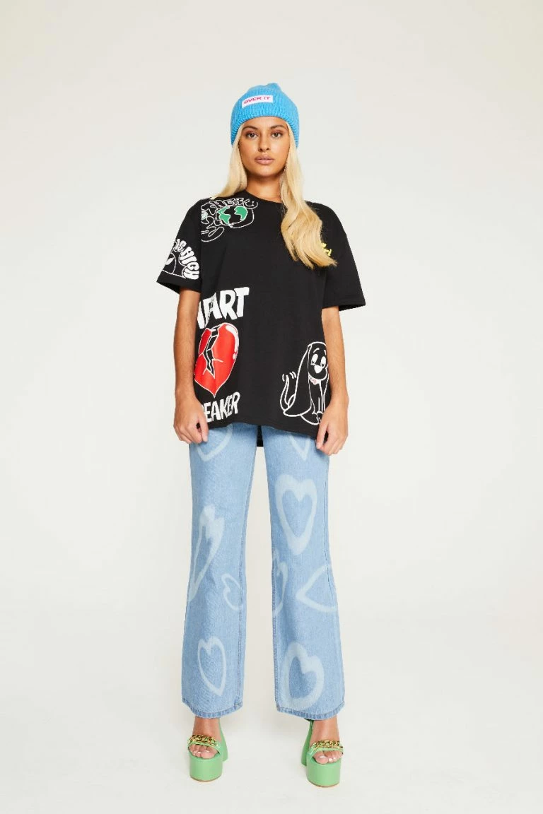 new girl order New Girl Order BLACK MULTI T-SHIRT Tops