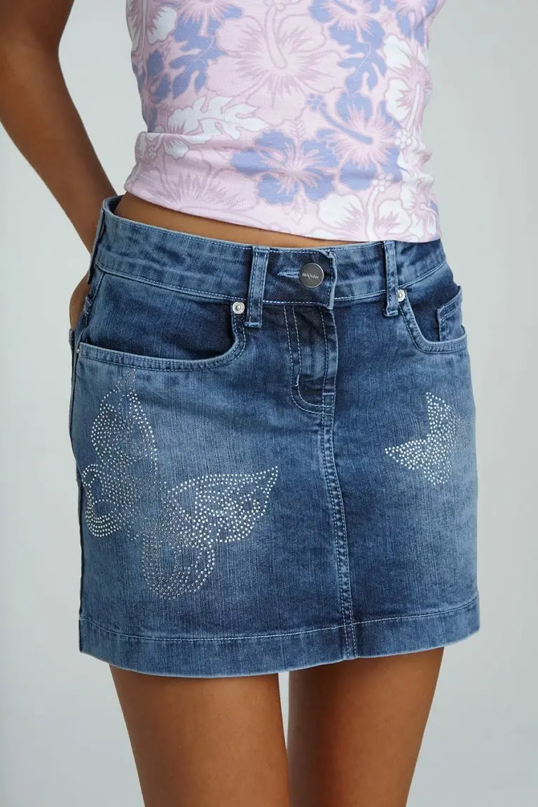 New Girl Order New Girl Order BUTTERFLY DENIM SKIRT