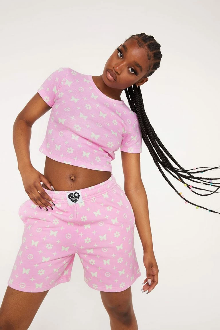 New Girl Order New Girl Order BUTTERFLY MONOGRAM LOGO SHORTS