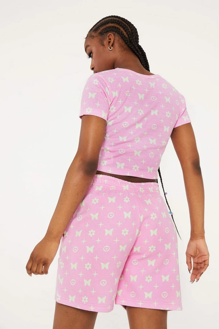 New Girl Order New Girl Order BUTTERFLY MONOGRAM LOGO SHORTS