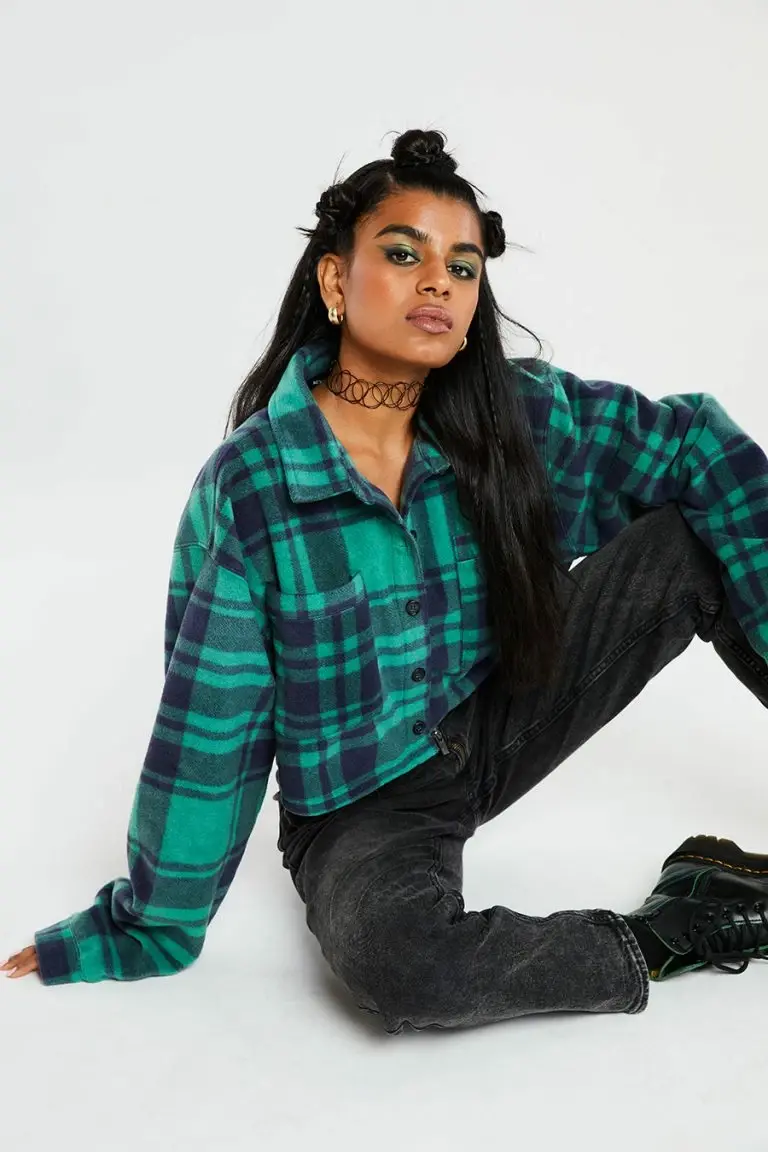 New Girl Order New Girl Order Check Fleece Crop Shirt