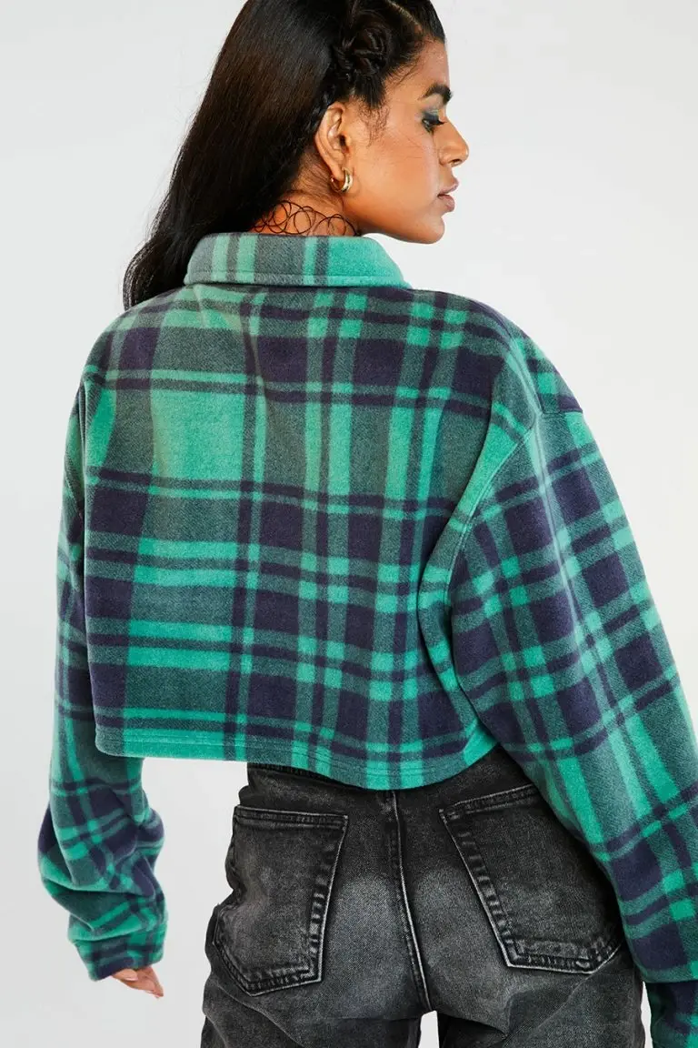 New Girl Order New Girl Order Check Fleece Crop Shirt