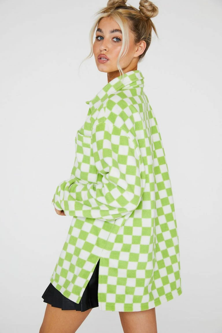 New Girl Order New Girl Order Checkerboard Fleece Shirt Tops