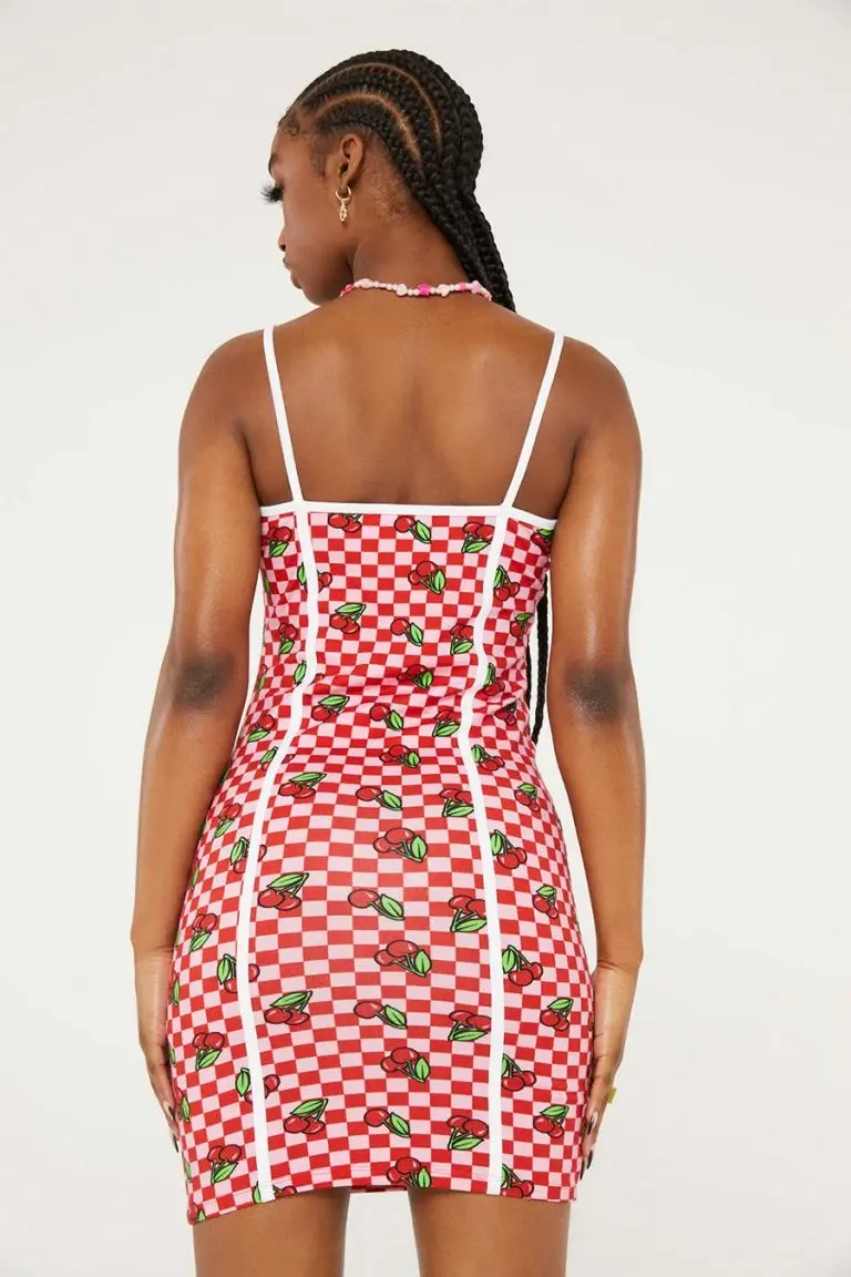 New Girl Order New Girl Order CHERRY CHECKERBOARD DRESS PINK
