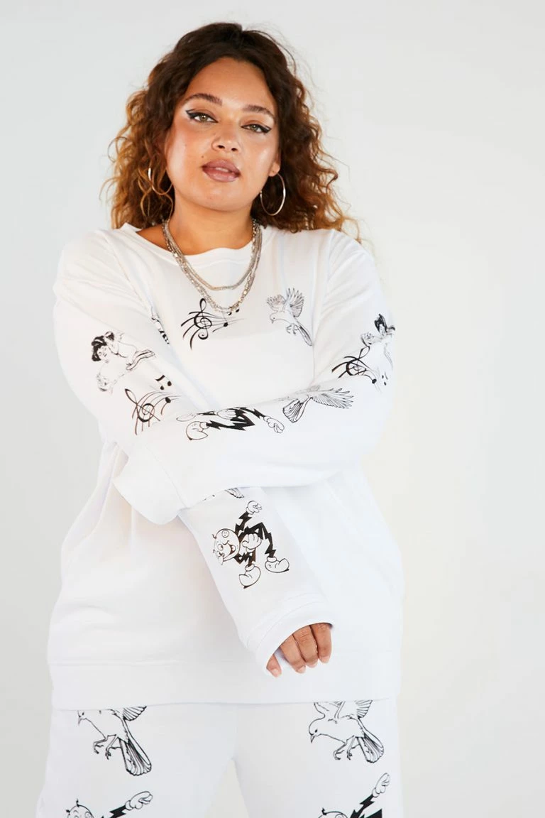 New Girl Order New Girl Order Classic Cartoon Sweat Curve Tops