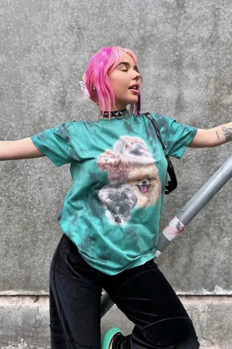 new girl order New Girl Order DOG GROUP TIE DYE T-SHIRT Tops