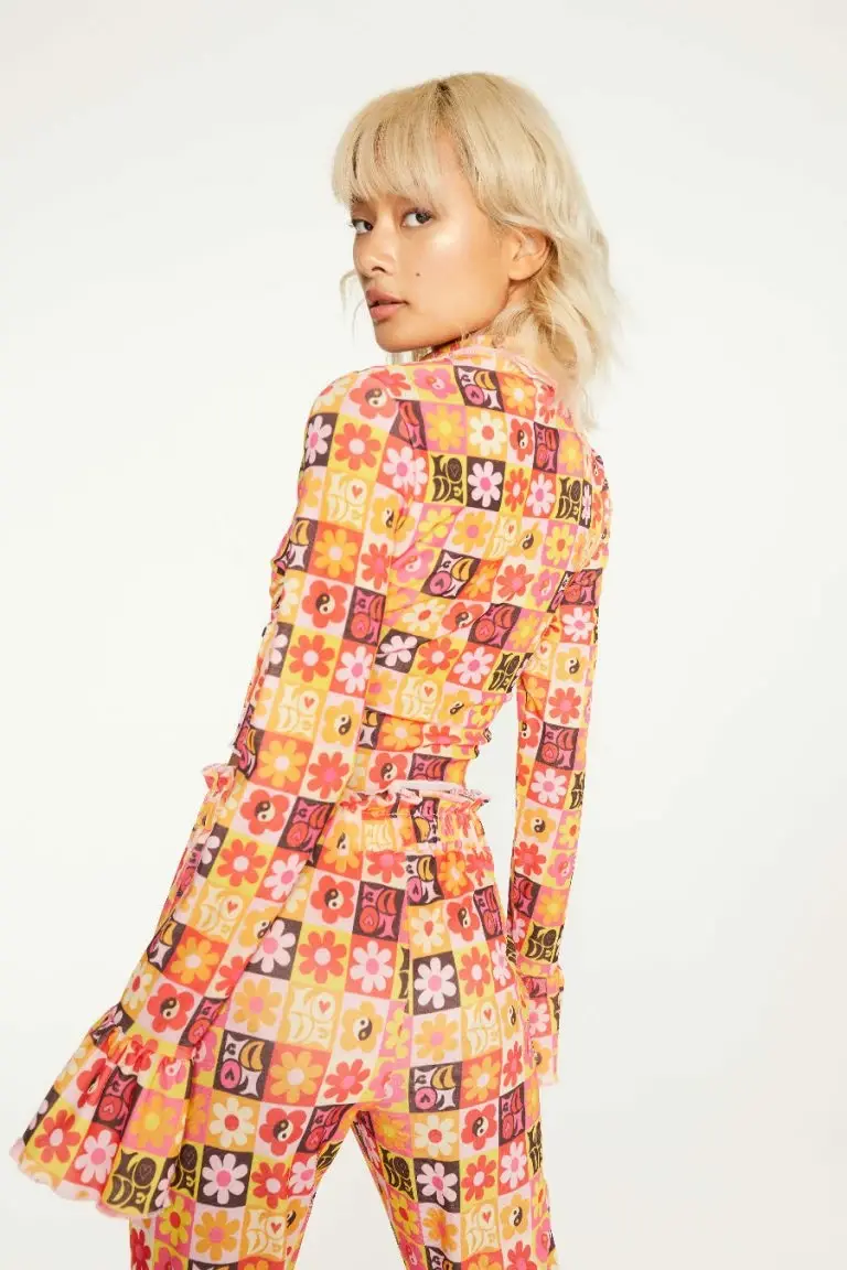 New Girl Order New Girl Order FLOWER PRINT LONG SLEEVE TOP Tops