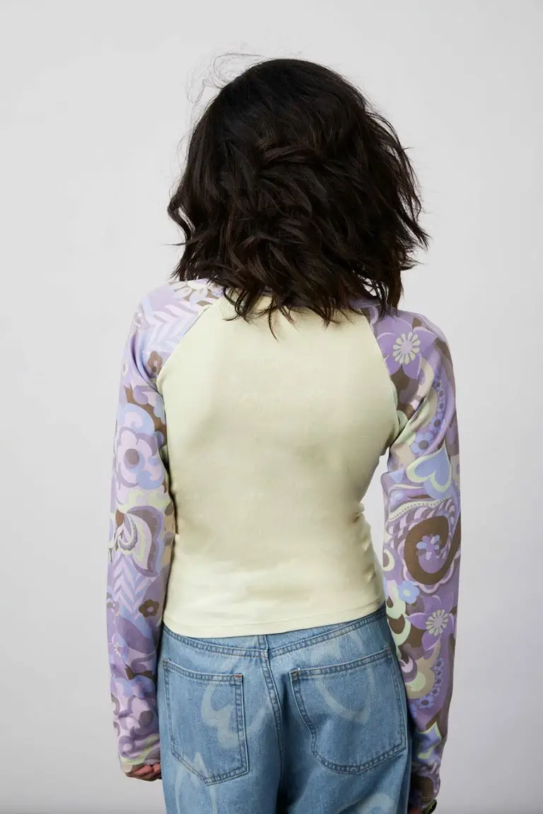 New Girl Order New Girl Order FLOWER TRIPPY LONG SLEEVE RAGLAN TOP