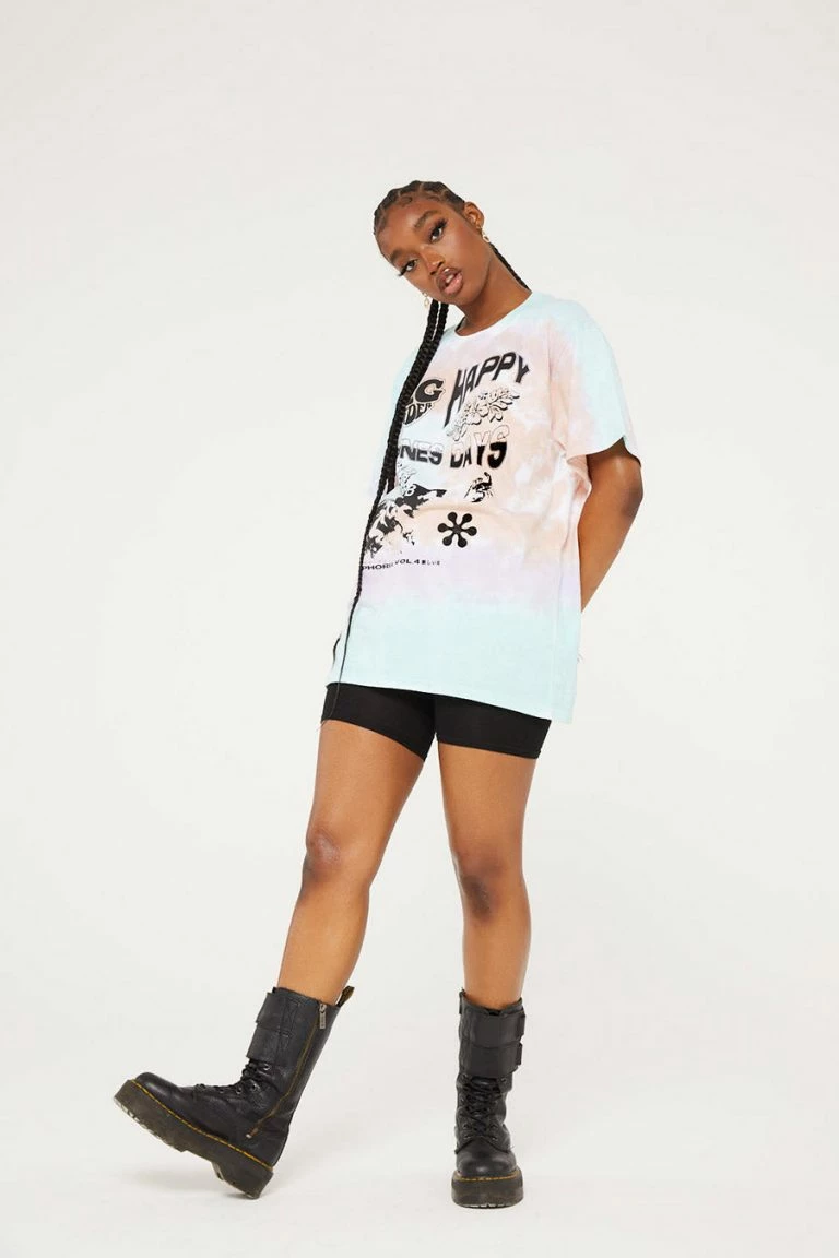 New Girl Order New Girl Order HAPPY DAYS TIE DYE TEE Tops