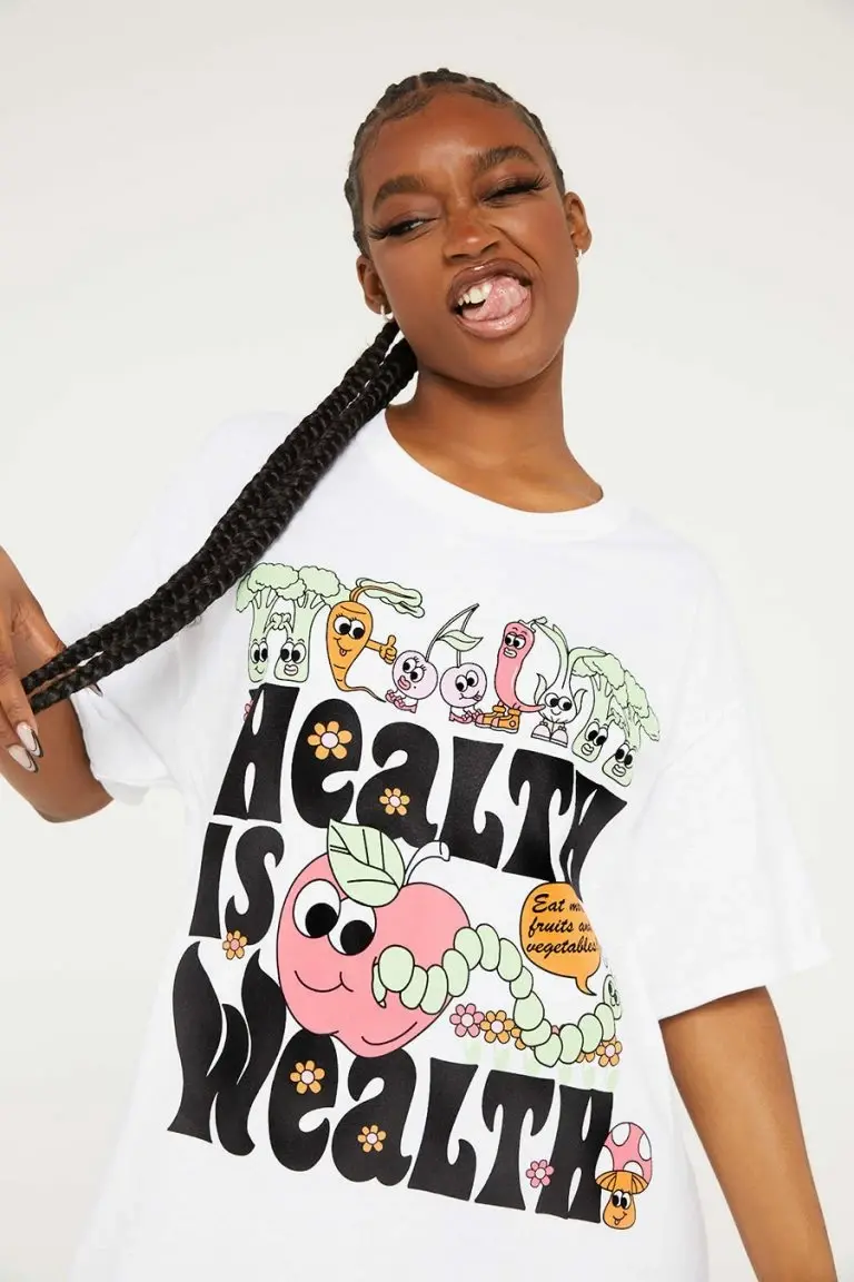 new girl order New Girl Order HEALTH IS WEALTH WHITE TEE