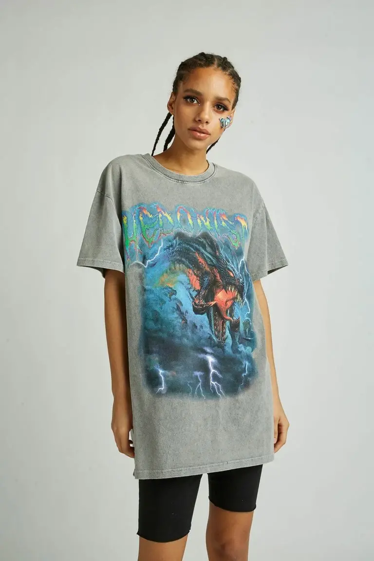 new girl order New Girl Order HEDONIST WASHED OVERSIZED TEE Tops