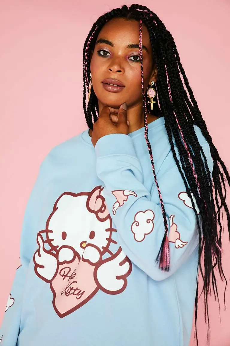 New Girl Order New Girl Order HELLO KITTY ANGEL HEART SWEAT CURVE Tops