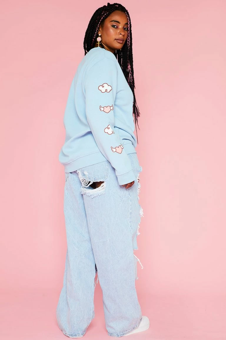 New Girl Order New Girl Order HELLO KITTY ANGEL HEART SWEAT CURVE Tops