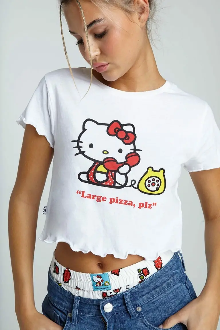 New Girl Order New Girl Order HELLO KITTY CALLING PIZZA TEE AND SHORT SET